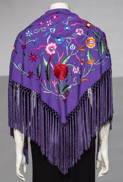 Machine embroidered shawls