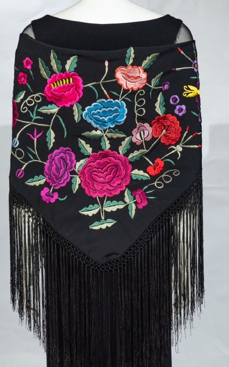 Machine embroidered shawls