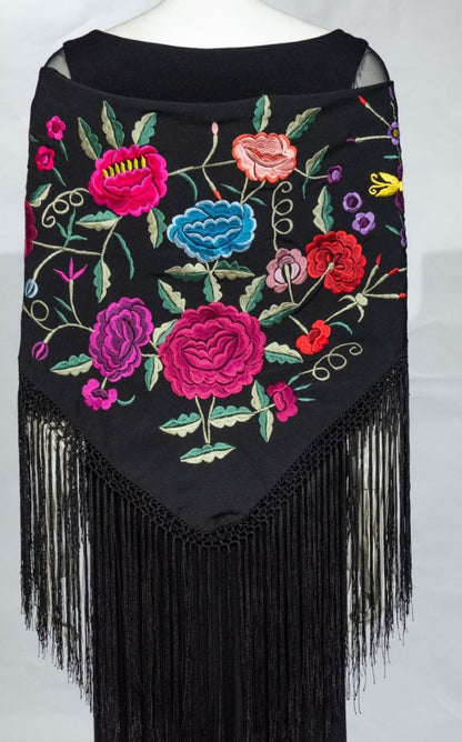 Machine embroidered shawls