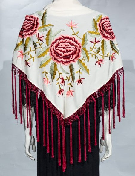 Machine embroidered shawls