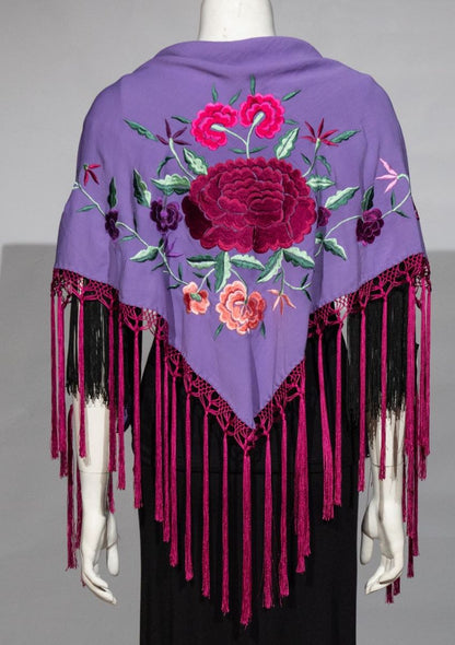 Machine embroidered shawls
