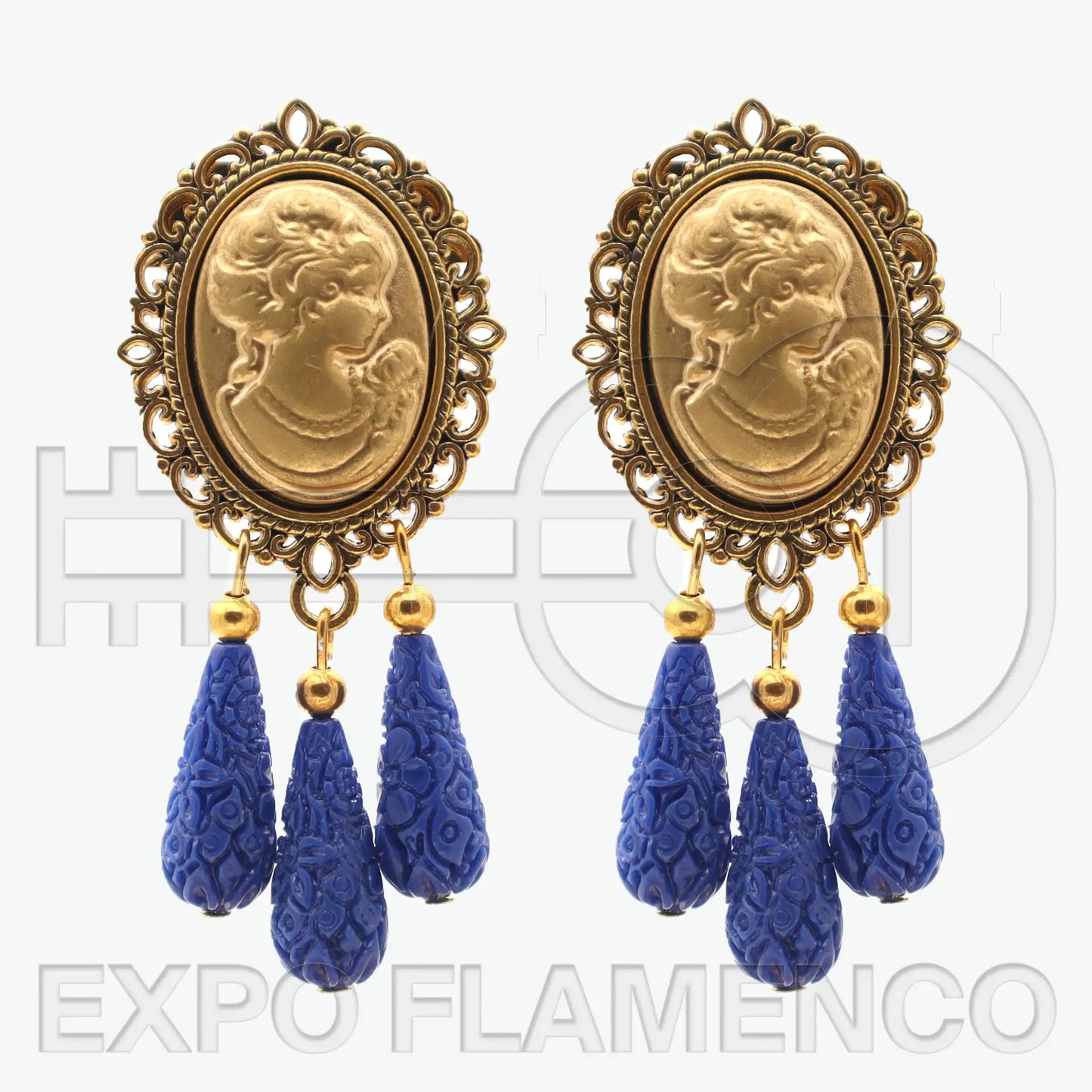 Pendientes camafeo dorado