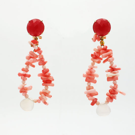 Pendientes ágata, coral y jade