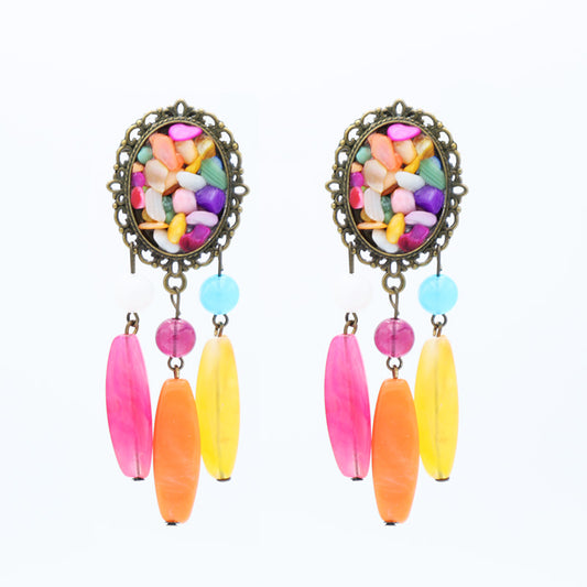 Pendientes piedras de colores 3 gotas cristal - Varios colores