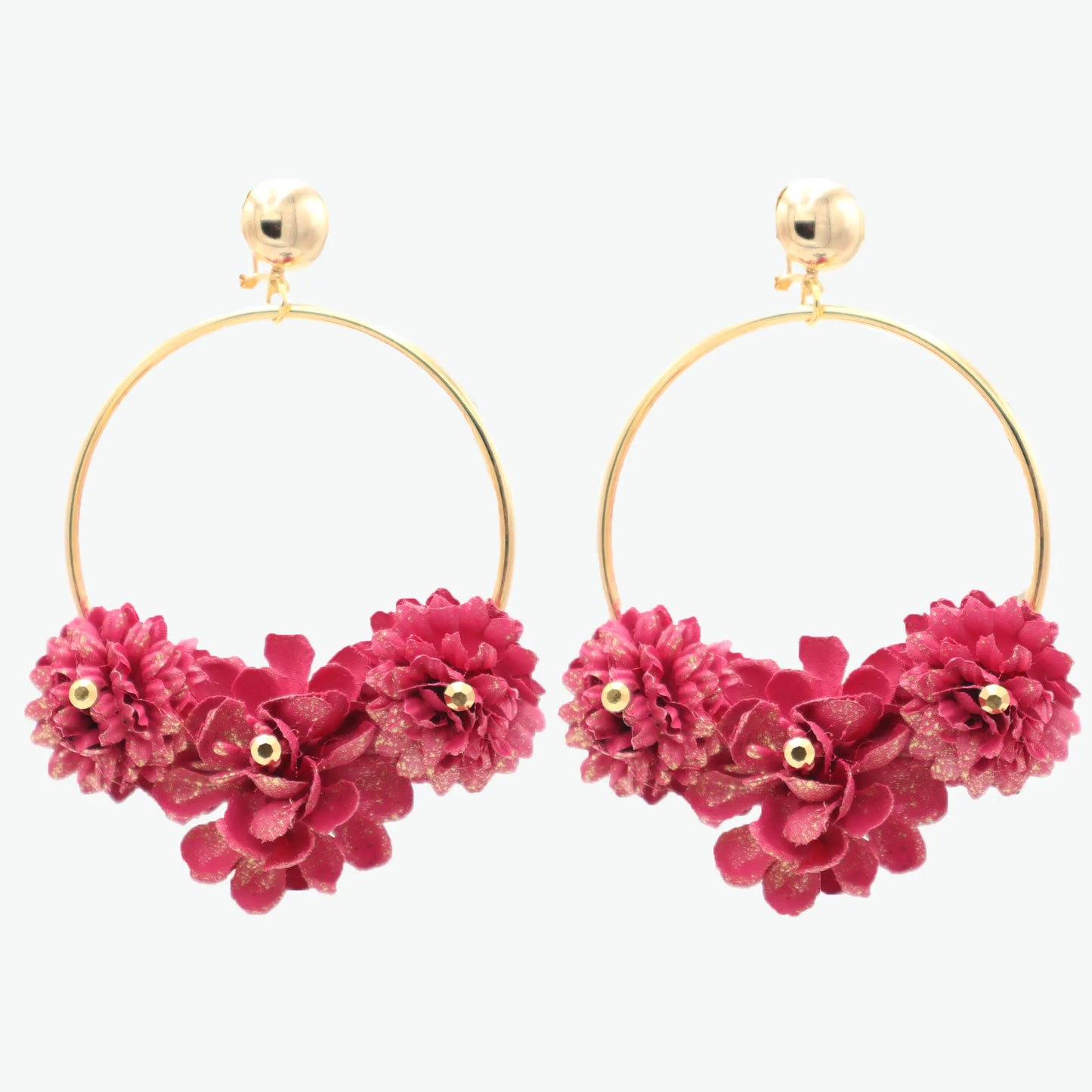 Pendientes aro con flores - Varios colores